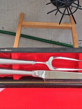 Stainless Steel Carving Set - Silver Fork & Knife